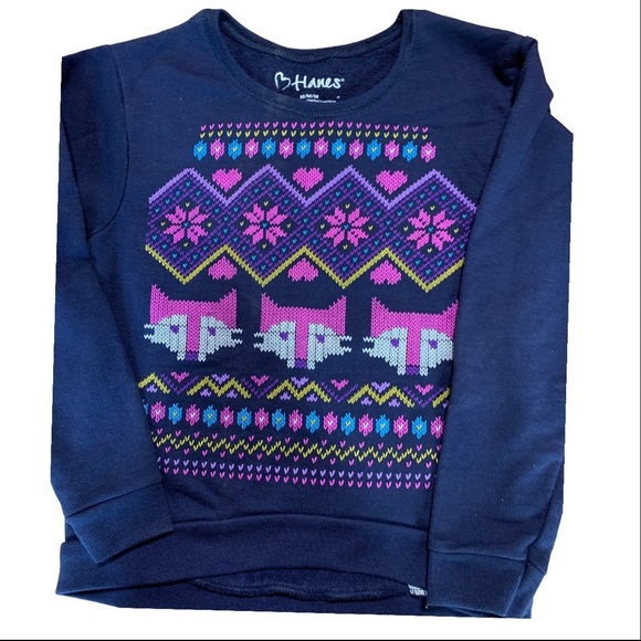 HANES Girls Sweatshirt Raised Multicolor Aztec Print Size Large NEW - Picture 1 of 3